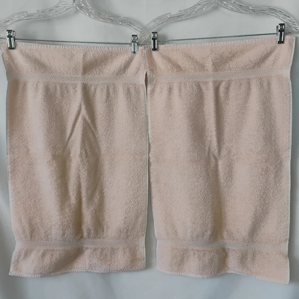 Vintage Set of 2 Jubilee Peach Terry Cloth Hand Towels 100% Cotton Made In USA